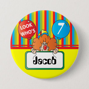 Birthday Clown Personalise 7.5 Cm Round Badge