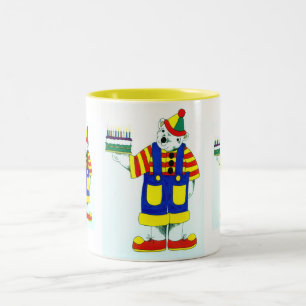 Birthday clown teddy bear Two-Tone coffee mug