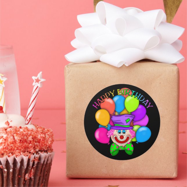 Birthday Clown unisex party sticker (Party)