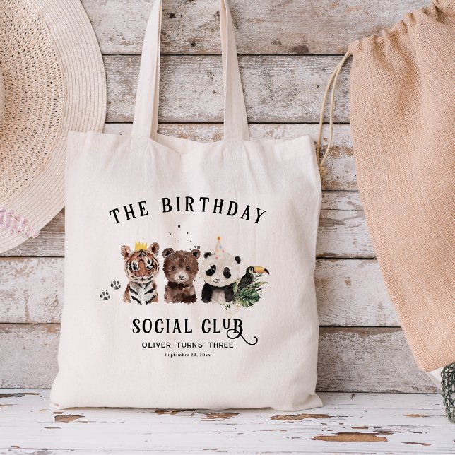 Birthday Club | Jungle Animal Kids Name Tote Bag (Creator Uploaded)