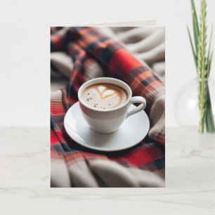 Birthday Coffee With Heart On a Blanket Card