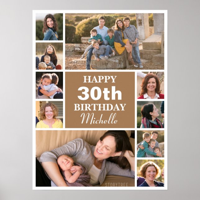 Birthday Collage Photo Personalised  Poster (Front)