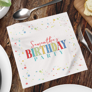 Birthday Colourful Confetti Whimsical Calligraphy Napkin