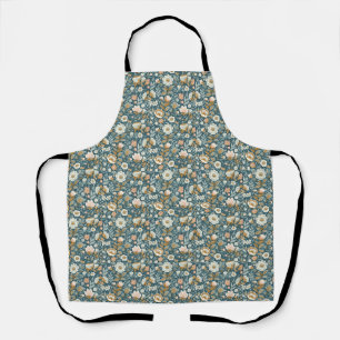 Birthday Colourful Floral In Blue, Brown, and Beig Apron