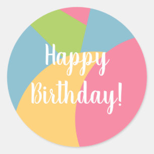 Birthday Colourful Pastels Happy Birthday Classic Round Sticker