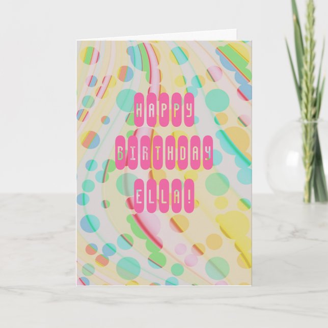 Birthday Colourful Rainbow Unicorn Add Name Age Card (Front)