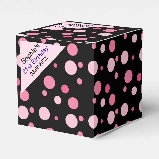 Birthday Colourful Striped Monogram Name  Favour B Favour Box (Front Side)