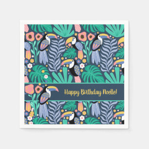 Birthday Colourful Tropical Toucan Bird Napkin