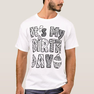 Birthday Colouring T-Shirt Doodle Art Illustration