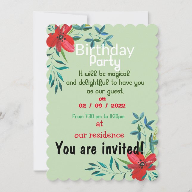 Birthday colours  invitation (Front)