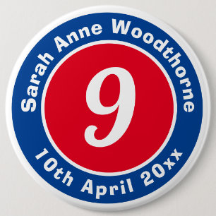 Birthday Commemoration with Name, Age, & Date 6 Cm Round Badge