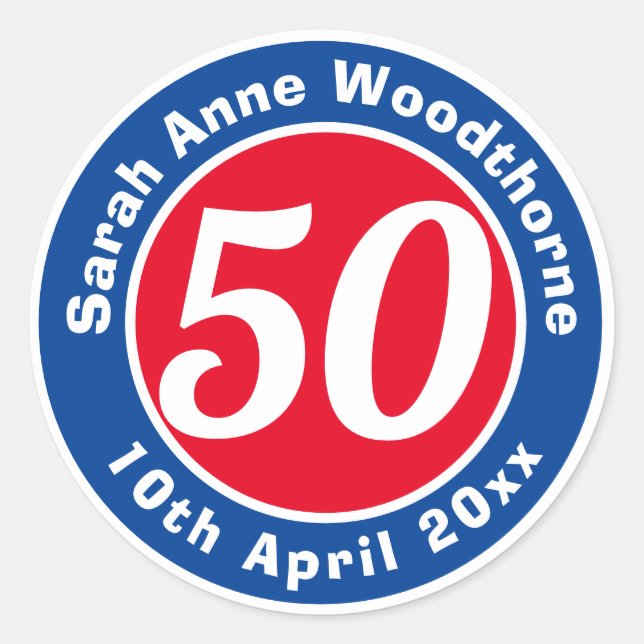 Birthday Commemoration with Name, Age, & Date Classic Round Sticker (Front)