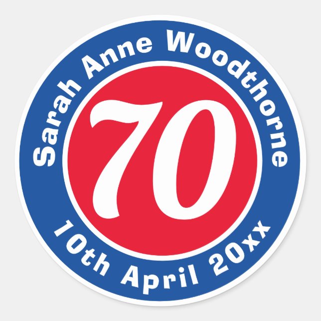 Birthday Commemoration with Name, Age, & Date Classic Round Sticker (Front)