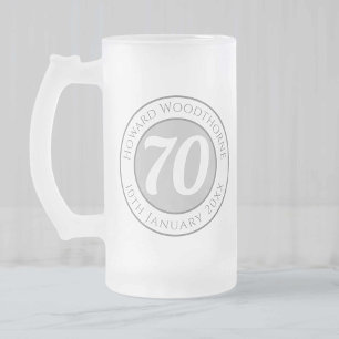 Birthday Commemoration with Name, Age, & Date Frosted Glass Beer Mug