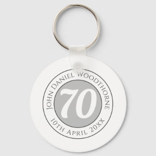 Birthday Commemoration with Name, Age, & Date Key Ring