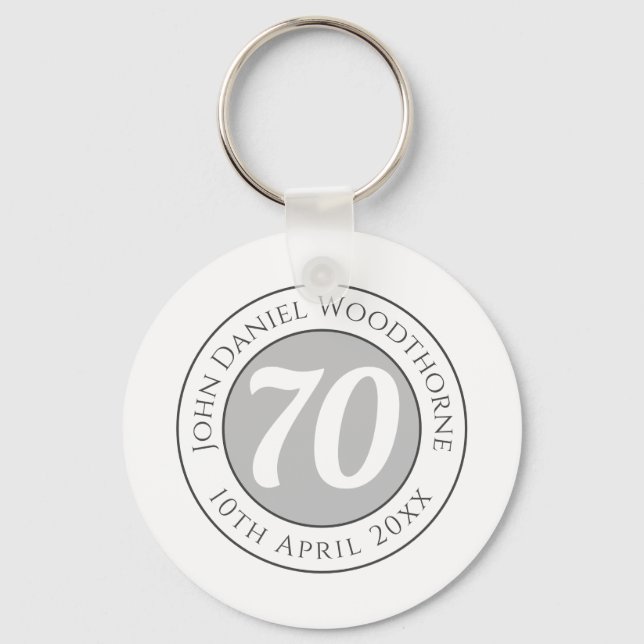 Birthday Commemoration with Name, Age, & Date Key Ring (Front)