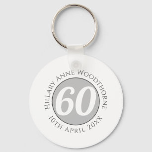 Birthday Commemoration with Name, Age, & Date Key Ring