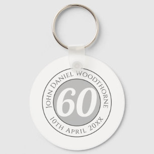 Birthday Commemoration with Name, Age, & Date Key Ring