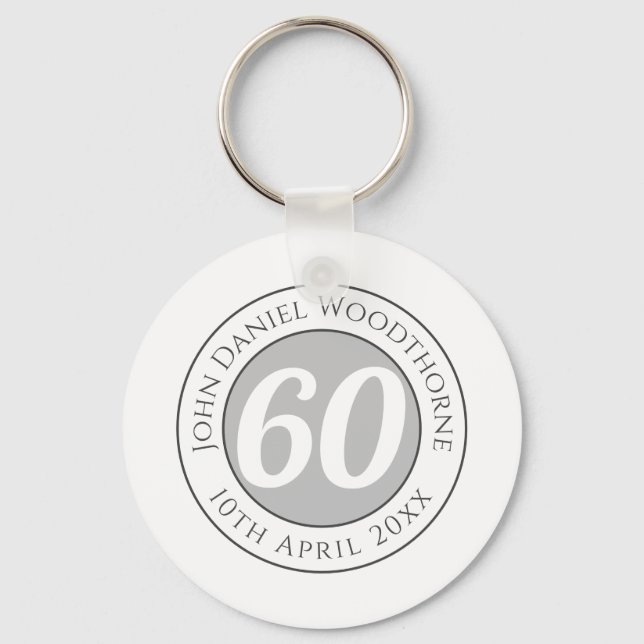 Birthday Commemoration with Name, Age, & Date Key Ring (Front)