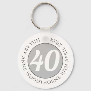 Birthday Commemoration with Name, Age, & Date Key Ring