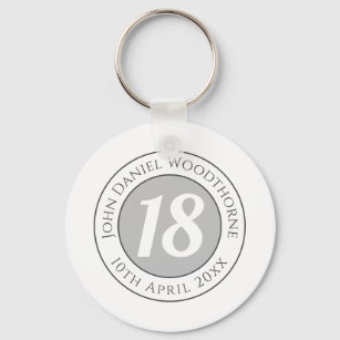 Birthday Commemoration with Name, Age, & Date Key Ring
