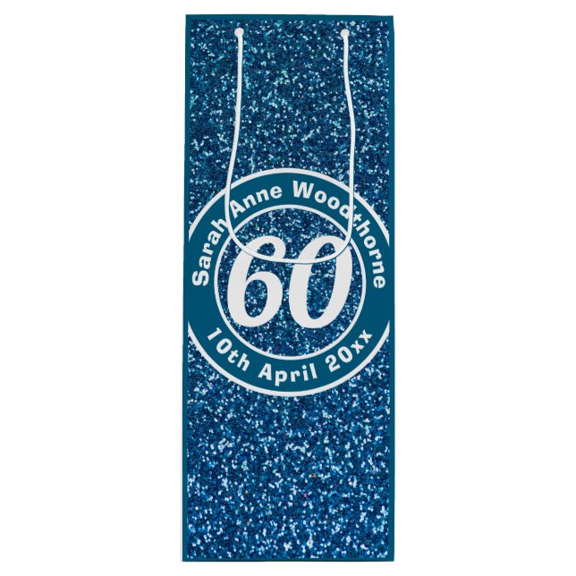 Birthday Commemoration with Name, Age, & Date Wine Wine Gift Bag (Front)
