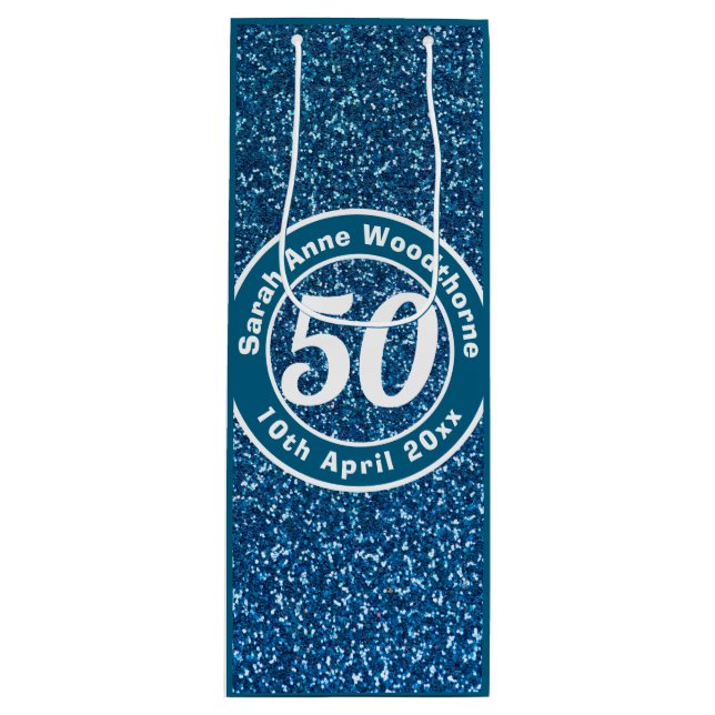 Birthday Commemoration with Name, Age, & Date Wine Wine Gift Bag (Front)