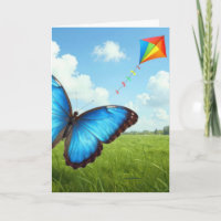 Birthday Common Morpho Butterfly Flying a Kite