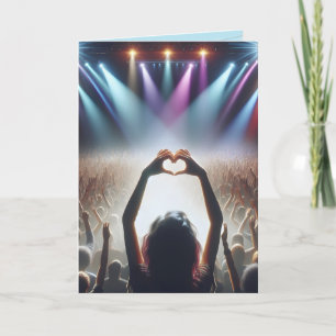 Birthday Concert Crowd With Heart Shaped Sign Card