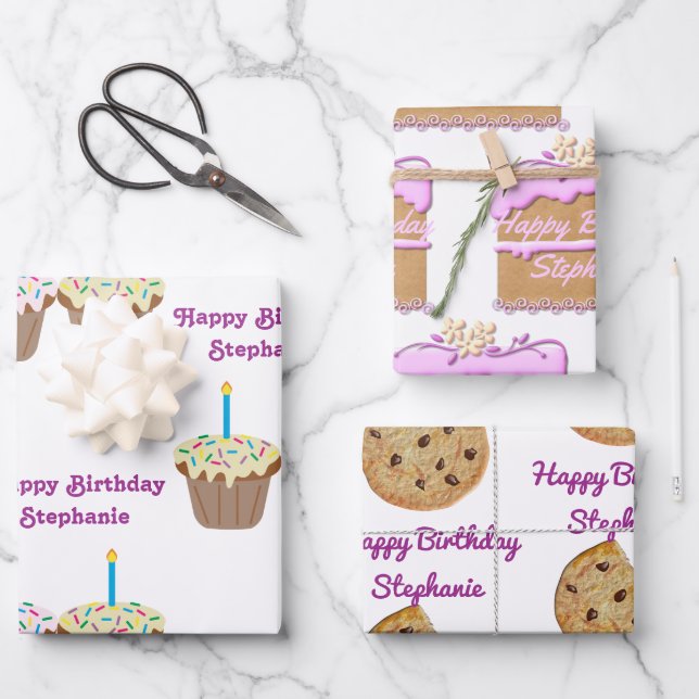 Birthday Confections Wrapping Paper Sheet (Front)