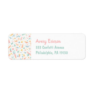 Birthday Confetti Colourful Cute Return Address