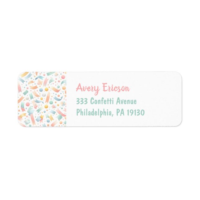 Birthday Confetti Colourful Cute Return Address (Front)