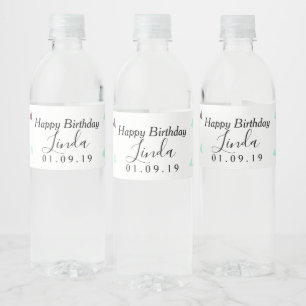 Birthday  Confetti Pink Mix Shapes  Water Bottle Label