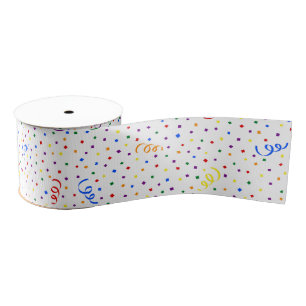 Birthday confetti rainbow grosgrain ribbon