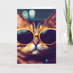 BIRTHDAY COOL CAT SUNGLASSES GREETING CARD