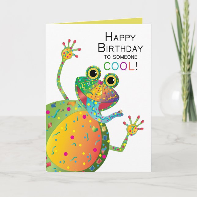 Birthday, COOL, Frog,  Kaleidoscope Collection Card (Front)