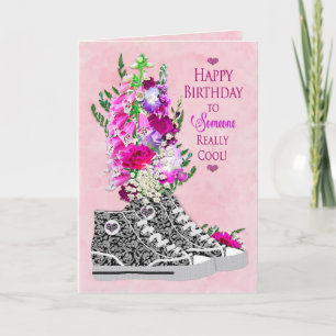 Birthday, Cool Girl,  Sneakers black/White Card