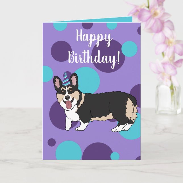 Birthday Corgi Card (Orchid)