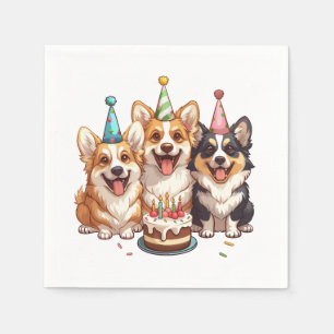 Birthday Corgi Dogs Napkin