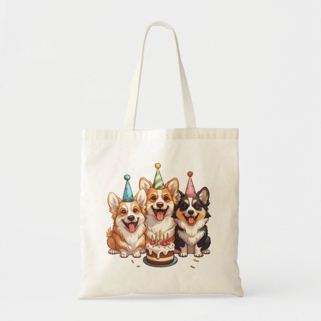 Birthday Corgi Dogs Tote Bag (Front)