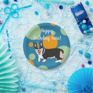 Birthday Corgi  Paper Plate