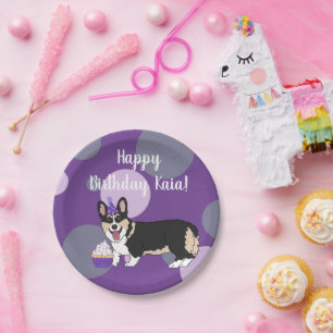 Birthday Corgi   Paper Plate