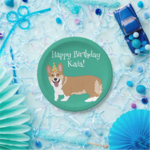 Birthday Corgi  Paper Plate