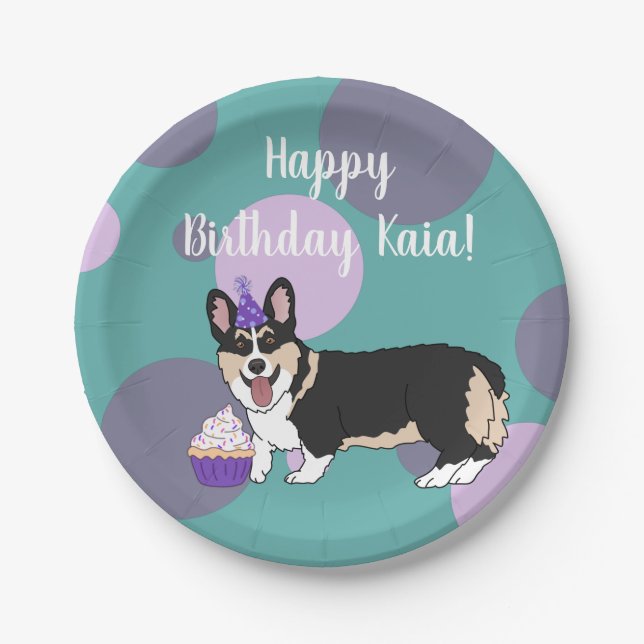 Birthday Corgi  Paper Plate (Front)