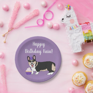 Birthday Corgi Paper Plate