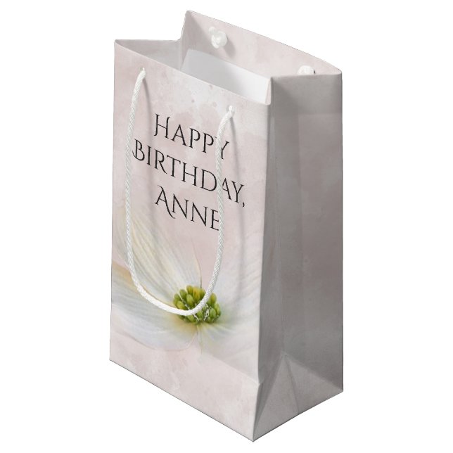 Birthday Cosmos Flower On Pink Small Gift Bag (Front Angled)