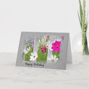 Birthday Cosmos on Polka Dots Card