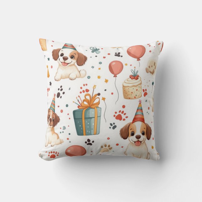 Birthday Cottage Pillow – Cosy Celebration Design (Front)