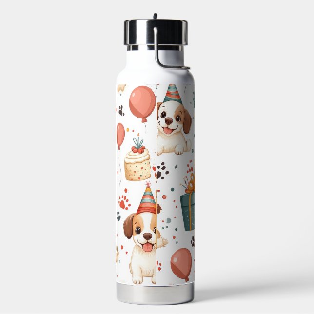 Birthday Cottage Thermos – Cosy Celebration Design Water Bottle (Left)
