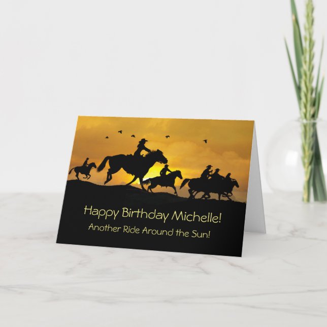 Birthday Country Western Cowboy and Cowgirl Name Card (Front)
